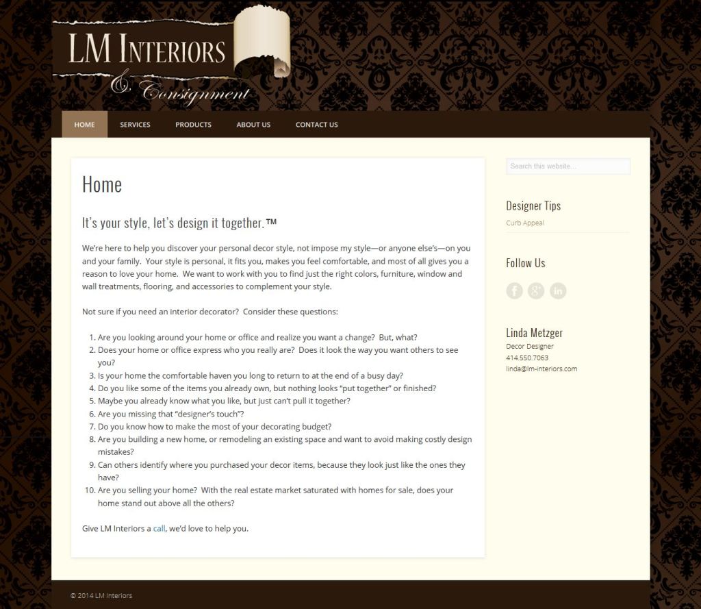 LM Interiors website