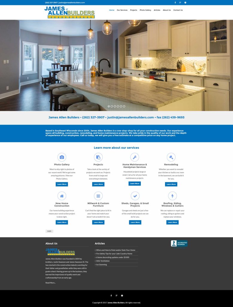 James Allen Builders Website | EVH Marketing